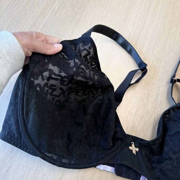 Savage X Fenty 46DDD Underwire Bra Black Lace Unlined Sexy Support 1550 - Picture 4 of 8